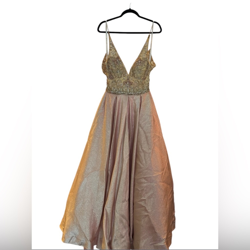 Elegant Gold and Cream Evening Gown